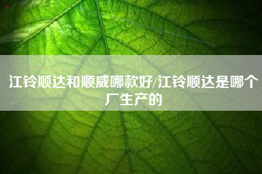 江铃顺达和顺威哪款好/江铃顺达是哪个厂生产的 江铃顺达和顺威哪款好/江铃顺达是哪个厂生产的